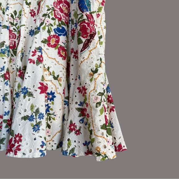 SEZANE x FARM RIO Cream Floral Parrot Eyelet Embroidered Danila Dress *Altered - Picture 7 of 17